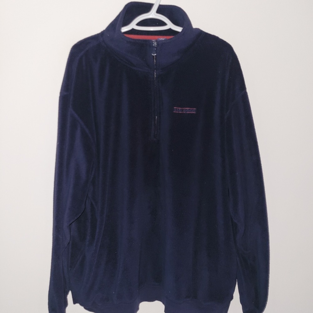 Big Dogs Long Sleeve Fleece 1/4 Zip Pullover Men's Size XL Blue Pockets